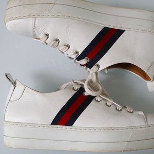 Samsoe Samsoe leather sneaker, platform, US size 8